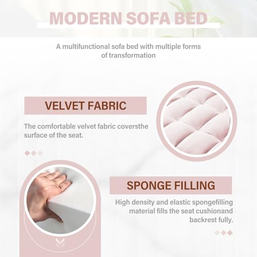 WIIS' IDEA Convertible Sofa Bed,3 in 1 Velvet Sleeper Sofa Pull-Out Bed