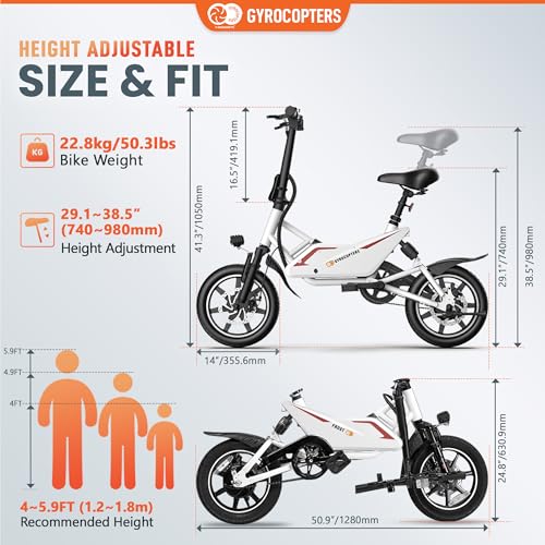 Frost Electric Bike for Adults | UL2849 Safe Folding Ebike 350W Brushless Motor | 14-inch Tires Compact Bike | Speed up to 25kmph/15.5mph 36V Battery