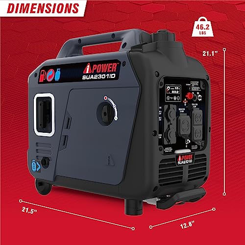 A-iPower 7600W Dual Fuel Quiet Portable Inverter Generator, Electric Start RV Ready, EPA & CARB Compliant CO Sensor