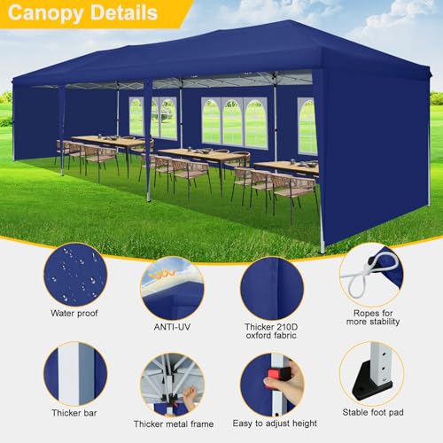 COBIZI Canopy 10x20 Pop Up Canopy Tent with 6 Sidewalls Party Tents for Parties Weddings Backyard Waterproof Canopy Outdoor Commercial Canopy Event