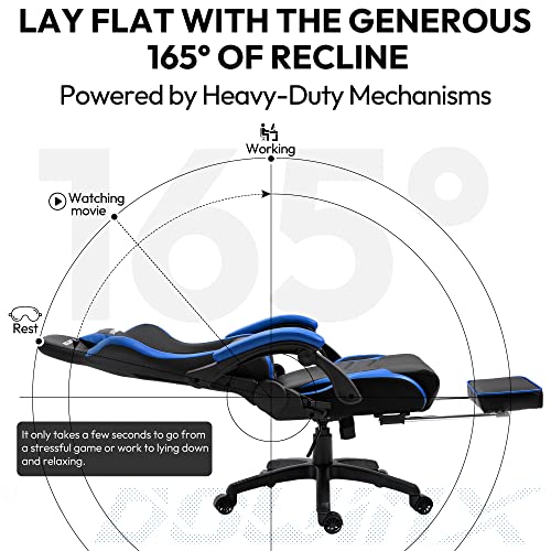 Dowinx Gaming Chair Ergonomic Racing Style Recliner with Massage Lumbar Support