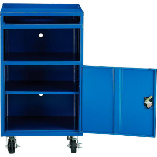 Global Industrial 694561 Mobile Computer Cabinet, Blue, 27 inchw x 24 inchd x 49-1/4 inchh