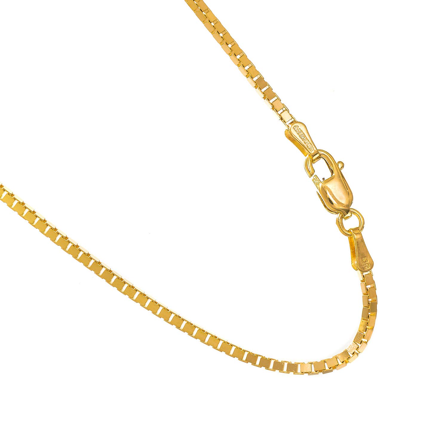14kt 22" Yellow Gold 1.4mm Shiny Classic Box Chain with Lobster Clasp
