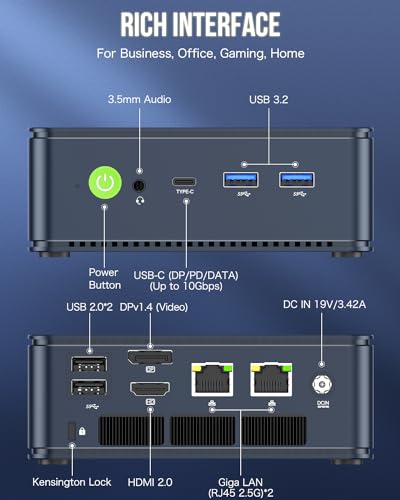 GMKtec M5 Plus Gaming Mini PC Ryzen 7 5825U (Upgraded 7430U/ 5700U), 32GB RAM 1TB SSD Dual NIC LAN 2.5GbE Desktop Computers Office Home
