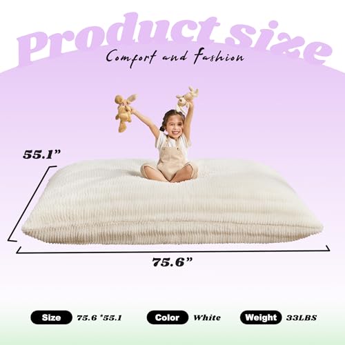 Hobestluk 3 in 1 Bean Bag Chair Giant Bean Bag Chairs Convertible Bean Bag Floor Cushion with Machine Washable Cover