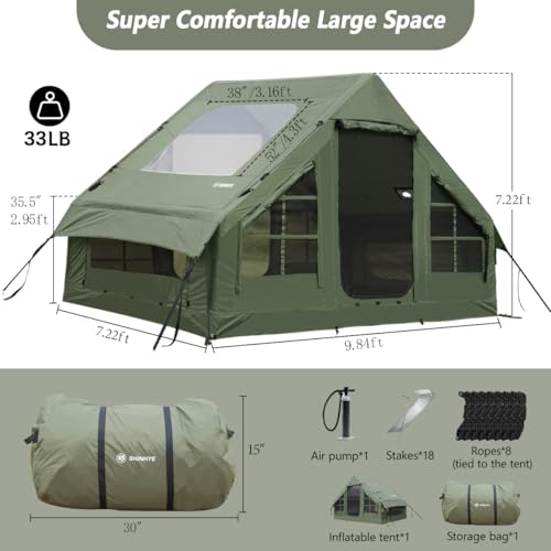Inflatable Tent for Camping with Hand Pump Blow Up Tent Glamping 4 Season Air Tents