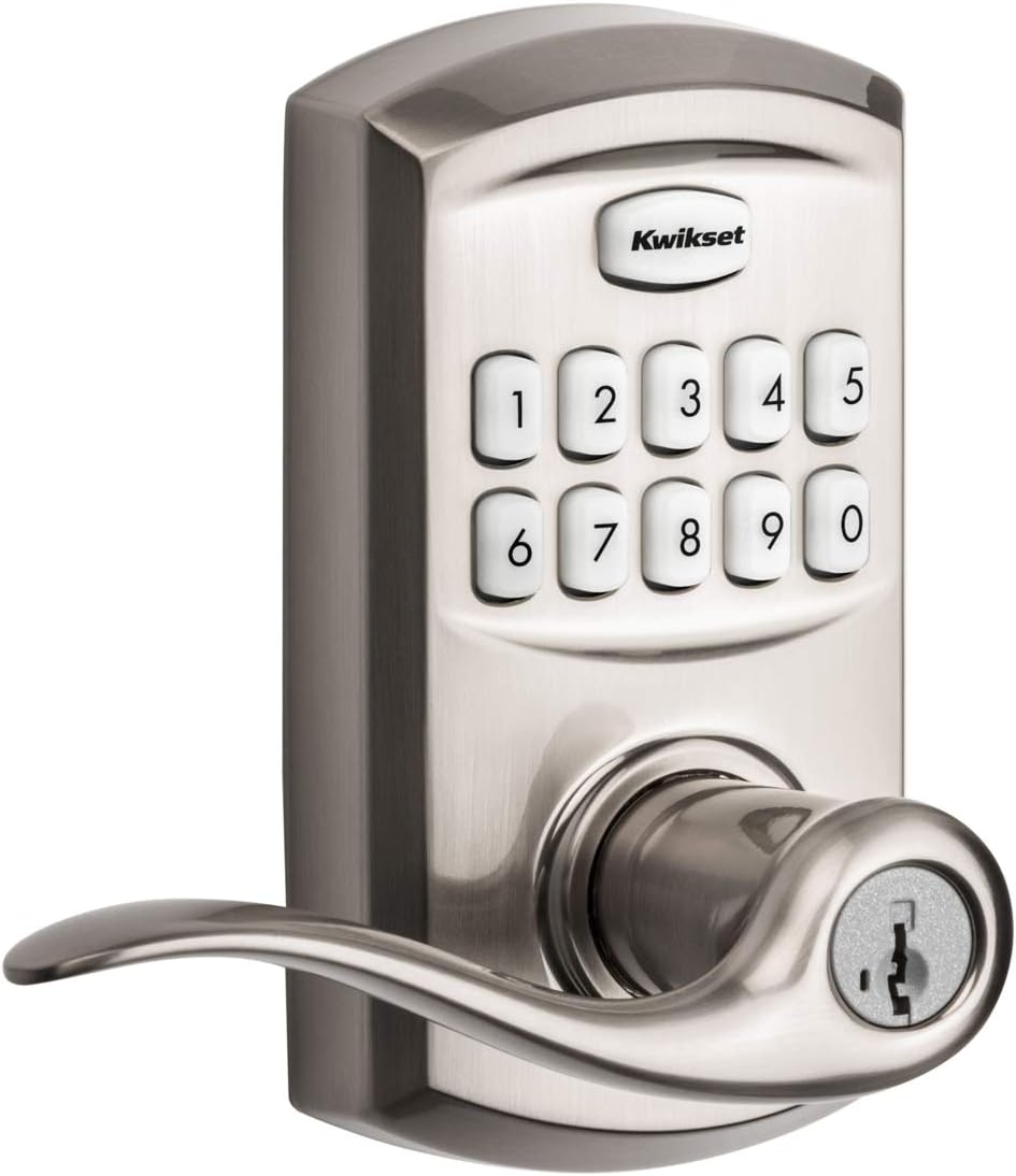 Kwikset 99170-003 SmartCode 917 Keypad Keyless Entry Contemporary Residential Electronic Lever Lock Deadbolt Alternative with Halifax Door Handle and
