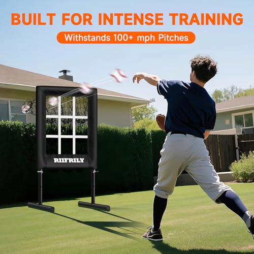 Heavy-Duty 9 Hole Baseball Pitching Net with Pitching Target Pockets, Regulation Size Strike Zone