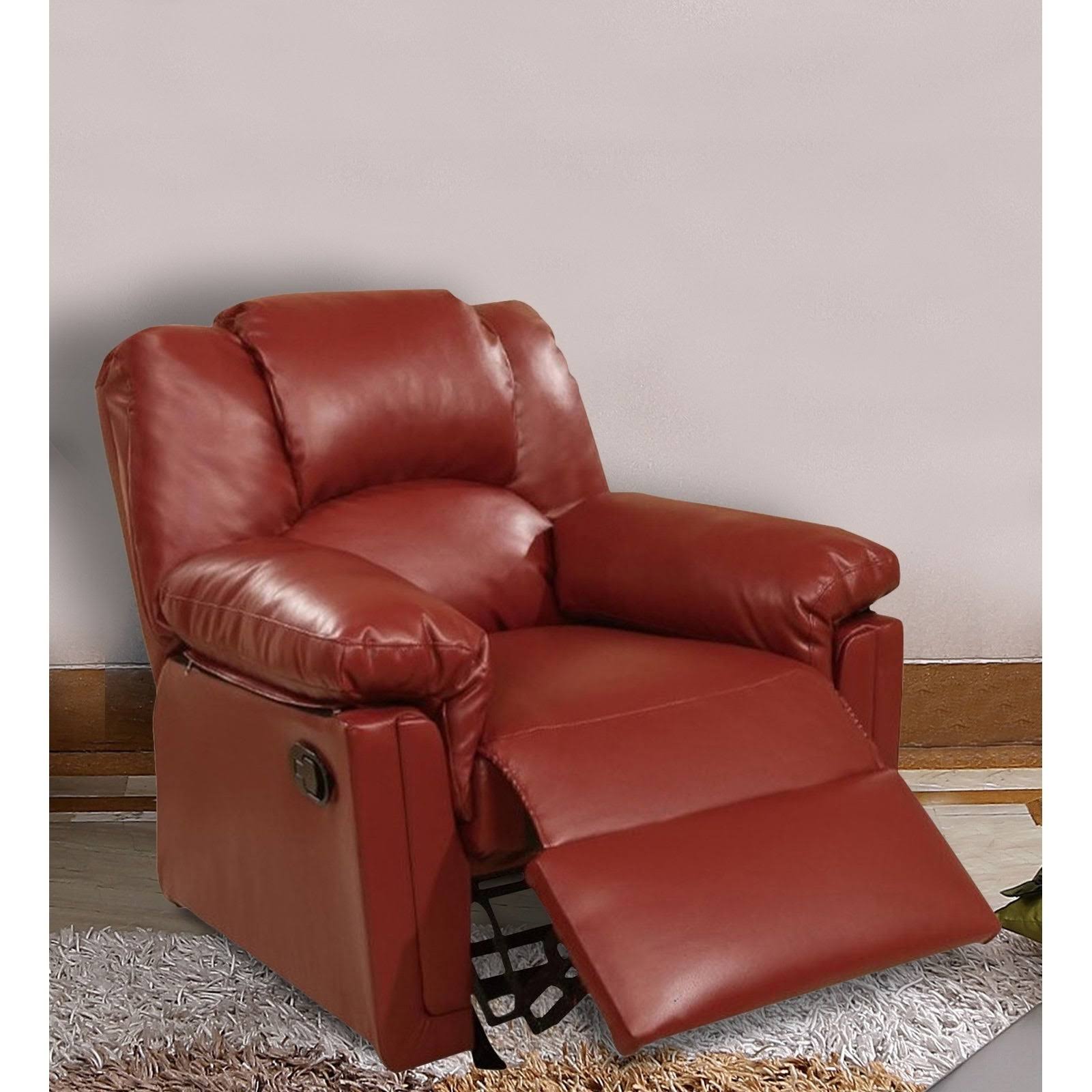 Benzara Bm171428 Bonded Leather Rocker/Recliner Red
