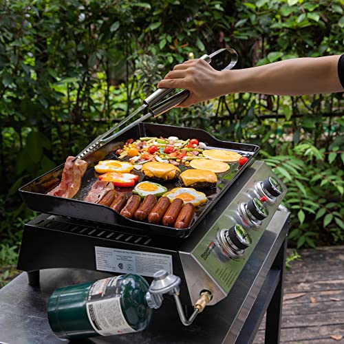 Royal Gourmet PD1302 3-Burner 26,400-BTU Portable Gas Grill Griddle, Flat Top for Outdoor Camping, Tailgating, Picnics, Silver
