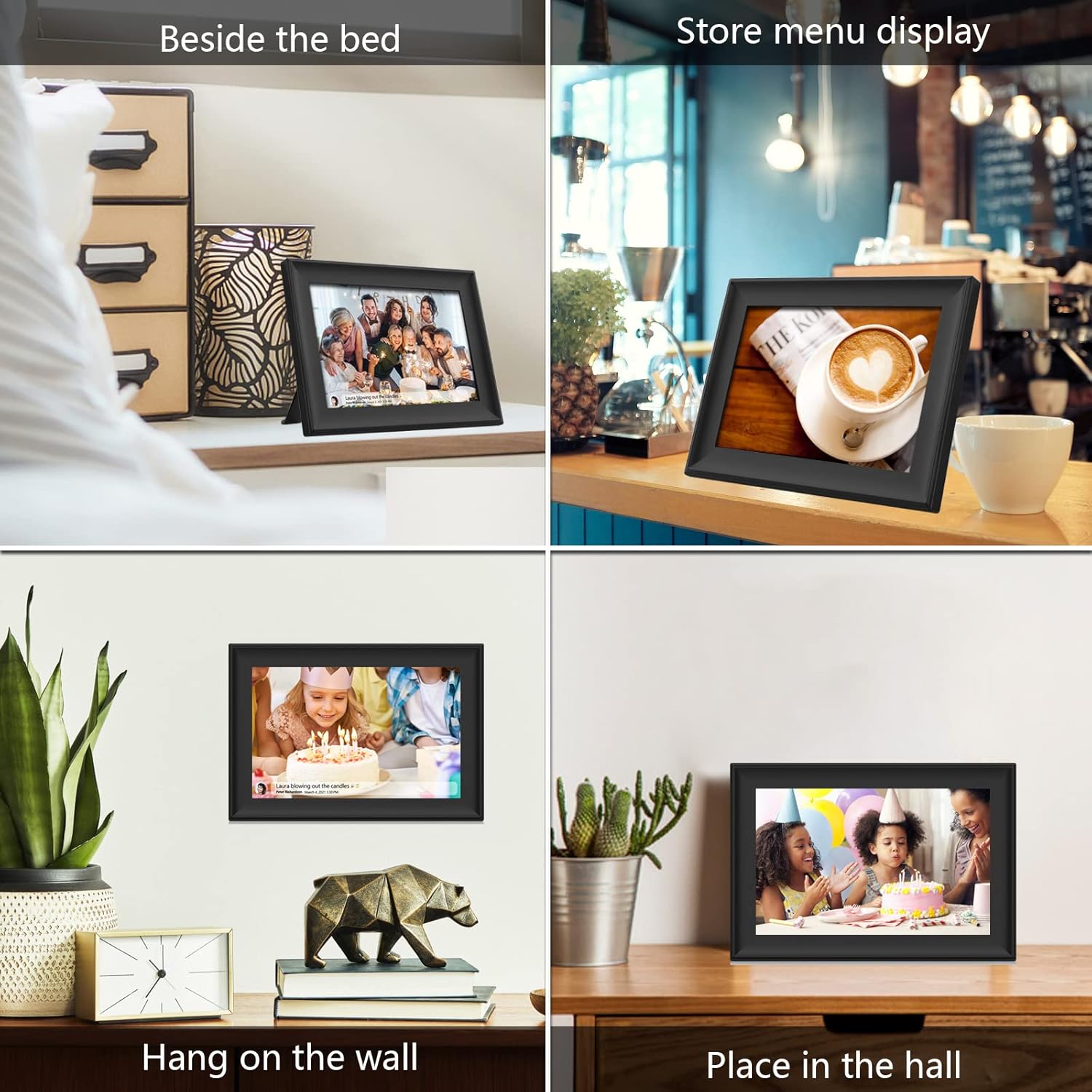 FRAMEO 10.1 Inch Smart WiFi Digital Photo Frame 1920x1200 FHD IPS LCD Touch Screen, Auto-Rotate, 16GB Storage, Support SD Card & USB Drive