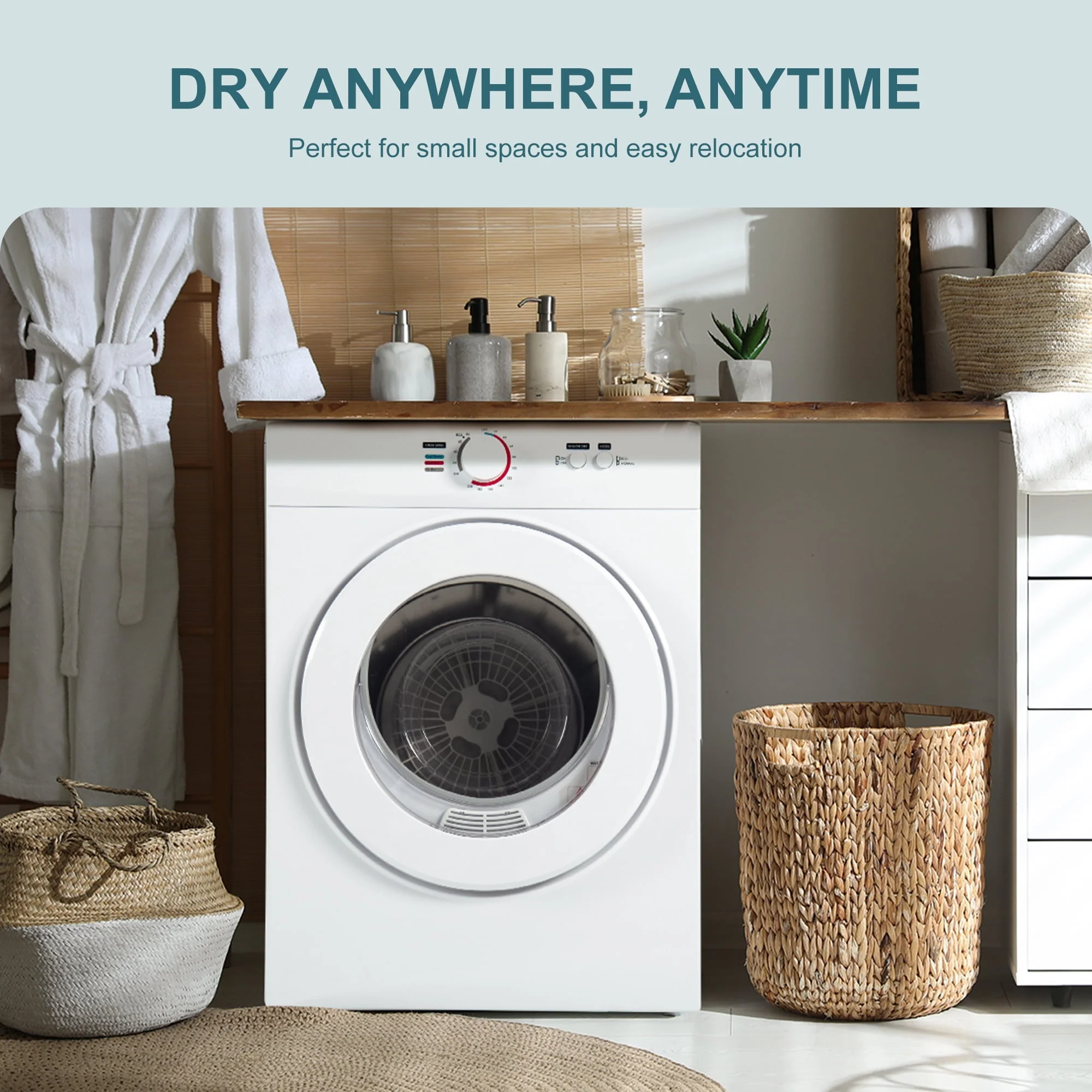 Simzlife 1.6 Cu. ft. Portable Clothes Dryer, Electric Laundry Dryer Machine, 19.5 in W, 23.6 in H