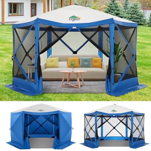 COBIZI 12x12ft Pop up Gazebo Screen Tent Screen House for Camping, Camping Outdoor Screened Gazebo, Canopy Tent