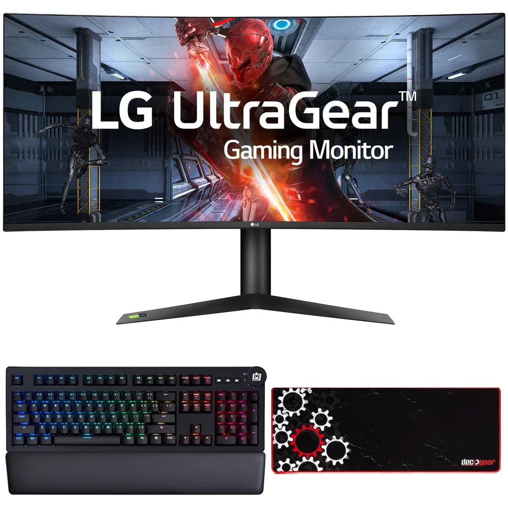 LG 38GL950G-B 38-inch Curved WQHD+ 3840 x 1600 Nano IPS Display Gaming Monitor Bundle with Deco Gear Mechanical Keyboard and Deco Gear Large Extended