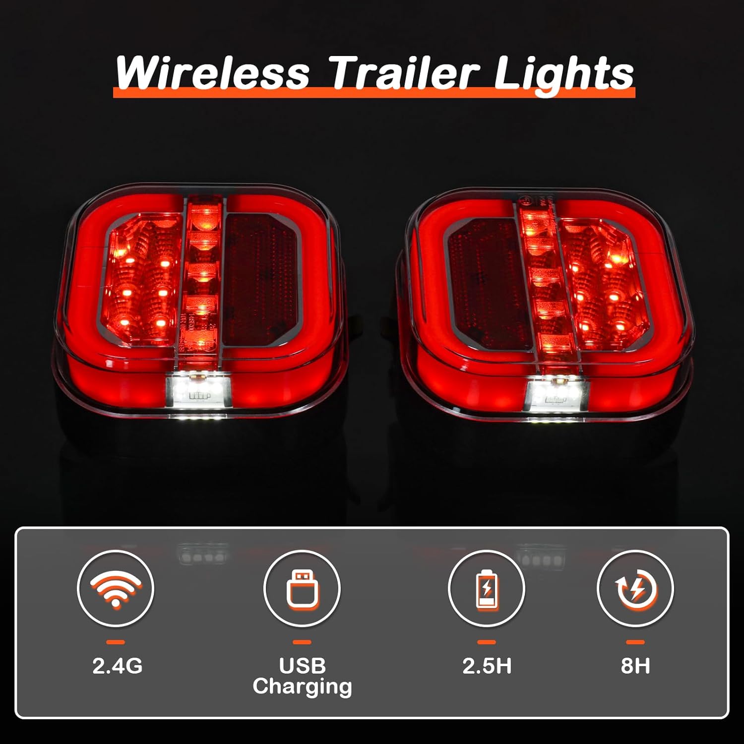 Yinaolan Magnetic Wireless LED Trailer Rear Lights Kit,Wireless Trailer Lights for Towing
