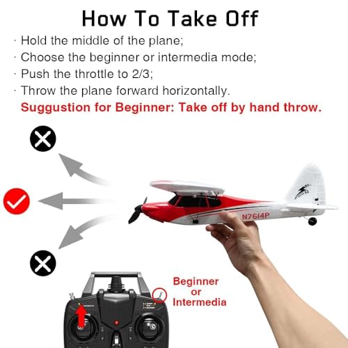 VOLANTEXRC RC Plane Trainer Sport Cub 4CH Remote Control Airplane with Prop Saver, 6-Axis Gyro Stabilizer & 3 Modes to Fly