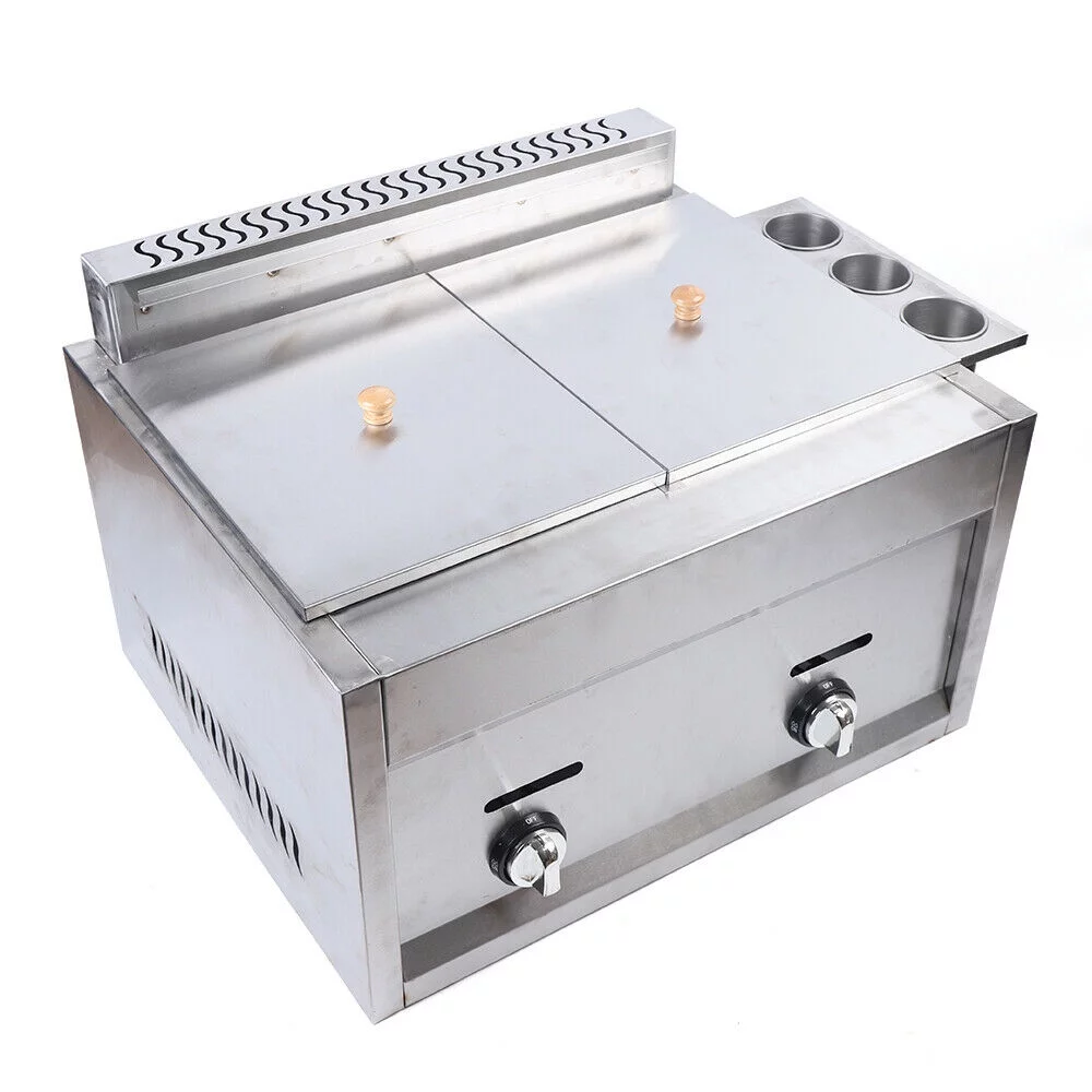 CNCEST Commercial 2 Burner Deep Fryer Propane Gas Fryer Propane LPG 2 Basket Stainless Steel