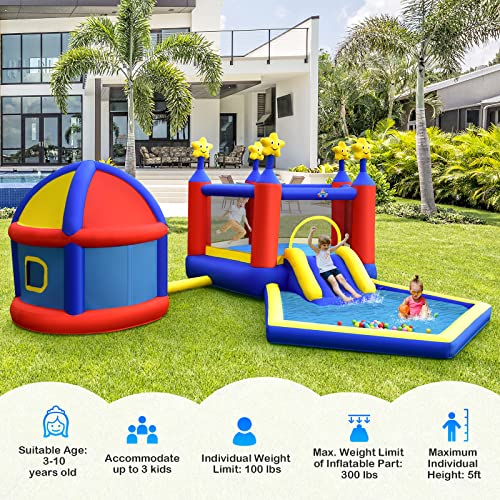BOUNTECH Inflatable Bounce House, Bouncy House for Kids 5-12 Indoor Outdoor Family Fun w/Playhouse, Basketball Hoops, Ball Pit Pool