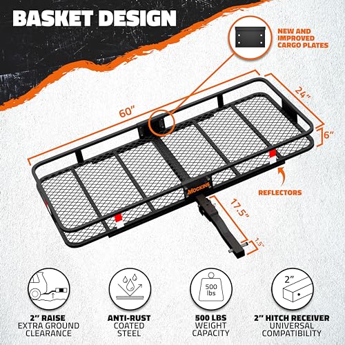 60"x24"x6" Folding Tow Hitch Cargo Carrier & 25 Cubic Ft. Waterproof Cargo Bag for Hitch Carrier Bundle