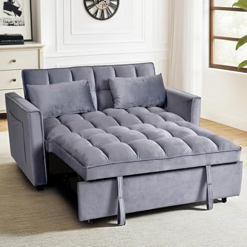 FLEXISPOT XCT4 Convertible Sofa Bed, 3-in-1 Loveseat Sofa Couch with Adjustable Backrest, Pull Out Couch with 2 Pillows & 2 Side Pockets
