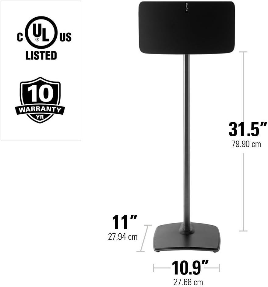Sanus Wireless Speaker Stand for Sonos Five & Play:5 – Audio Enhancing Design for Vertical & Horizontal Orientations with Built-in Cable Management