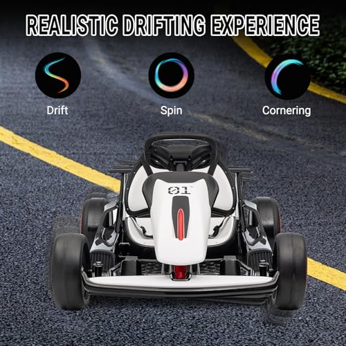 24V Go Kart for Kids, Electric Drift Kart with 2X200W Motor, 7AH Battery, Drift Function, Electric Pedals, and Safety Belt