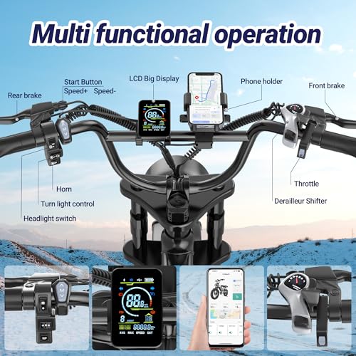 Fat Tire Electric Dirt Bike 750w for Adults 20" Full Suspension Electric Motorcycle Ebikes 48V 15.6AH Removable Battery,31MPH Top Speed