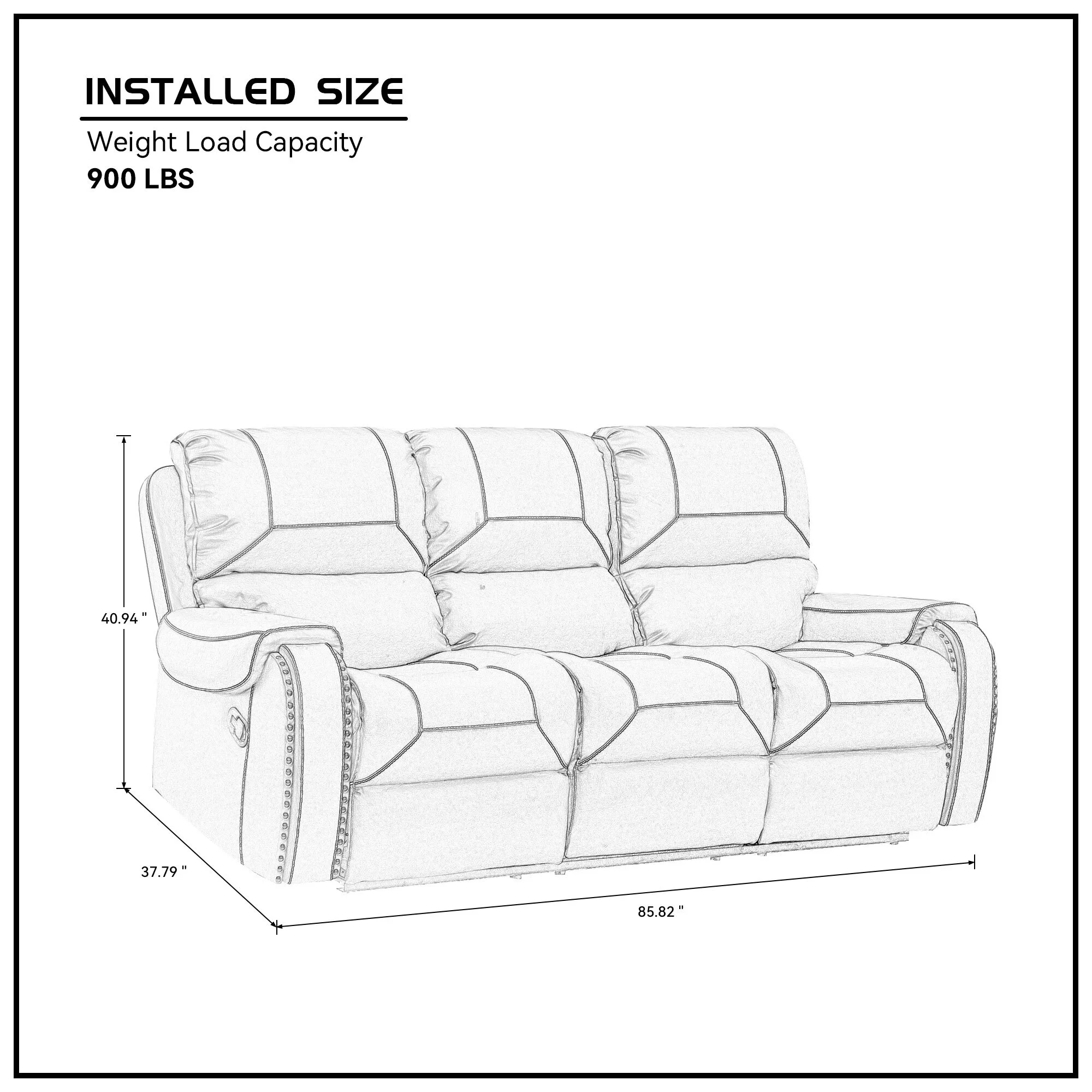 3-Seater Reclining Sofa with Drop-Down Table, Storage Space, and Cup Holders