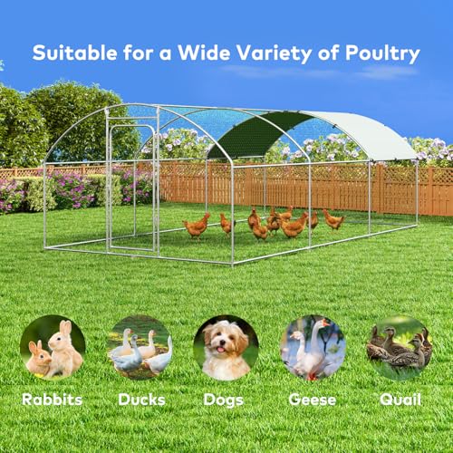 Large Metal Chicken Coop with Waterproof and UV-Resistant Cover