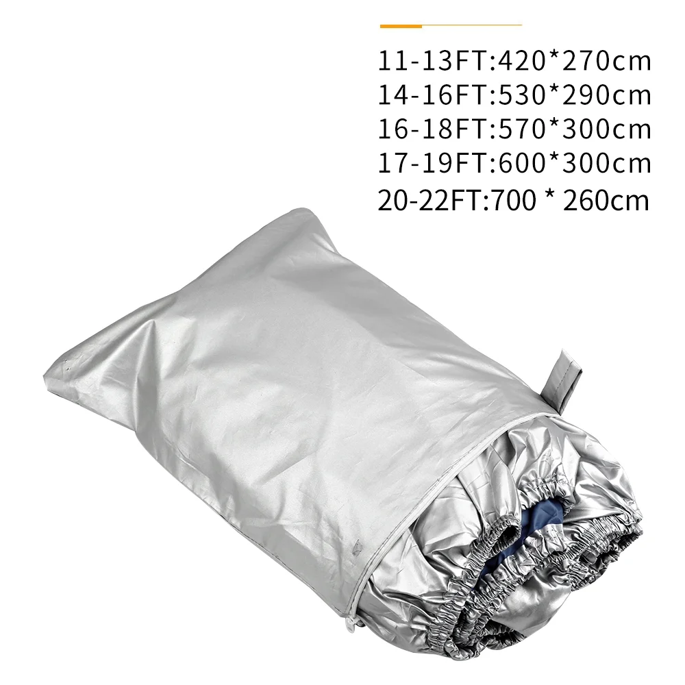 walmeck Boat Cover Yacht Outdoor Protection Waterproof Heavy Duty Silver Reflective 300D Oxford Fabric -smashing Durable and Tear Proof Fits V-HULL