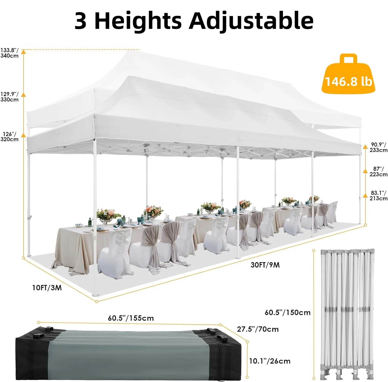 SANOPY 10'x30' EZ Pop Up Outdoor Canopy, Commercial Heavy Duty Party Canopy