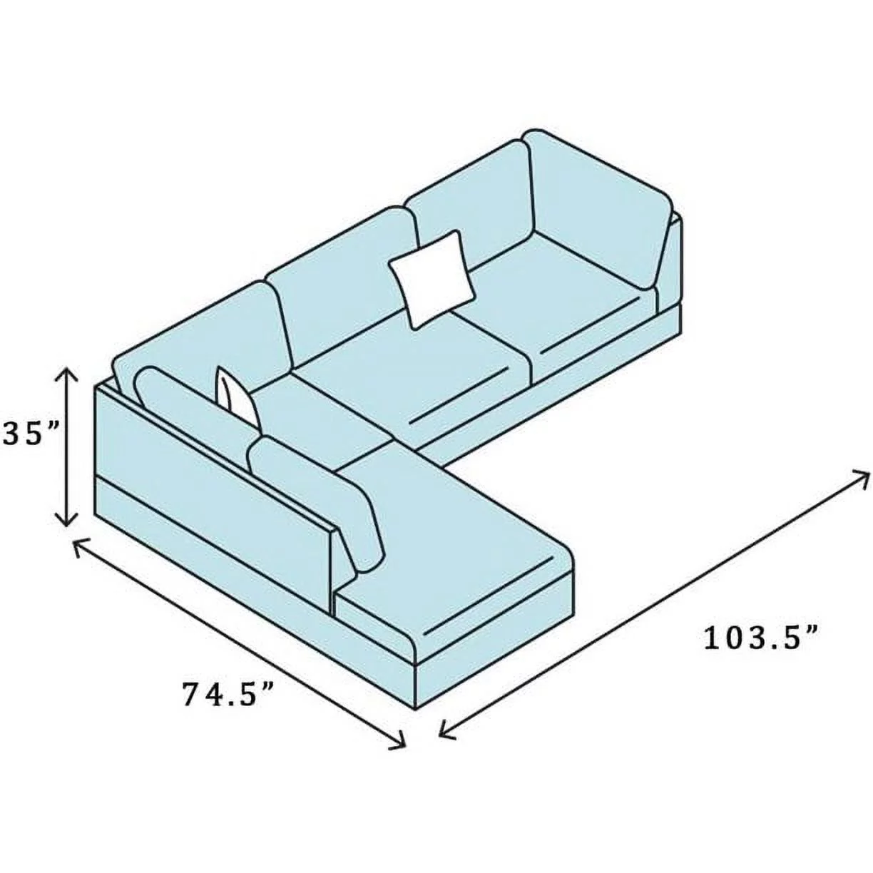 PonLiving 103.5" Wide Corner Microfiber Sectional Sofa with Matching Pillows Left Hand Facing, Chocolate