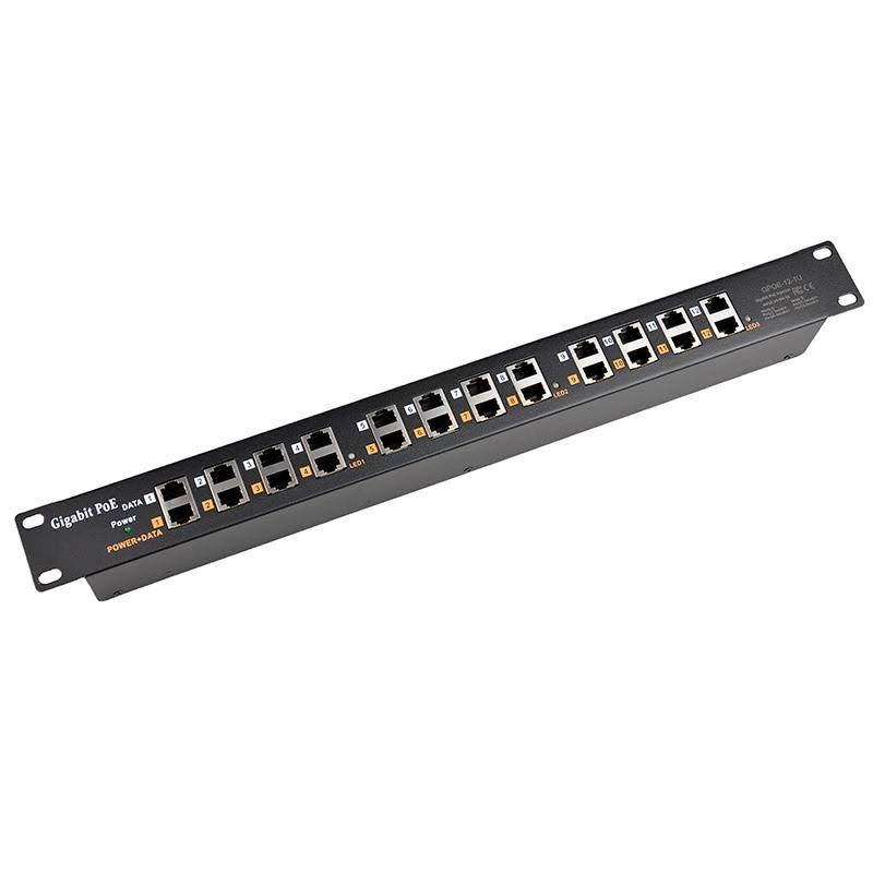 Visiontek PoE Injector - 12 Port Gigabit - Mode A/B - Rack Mount with A 48 Volt 120 Watt Power Supply 600012