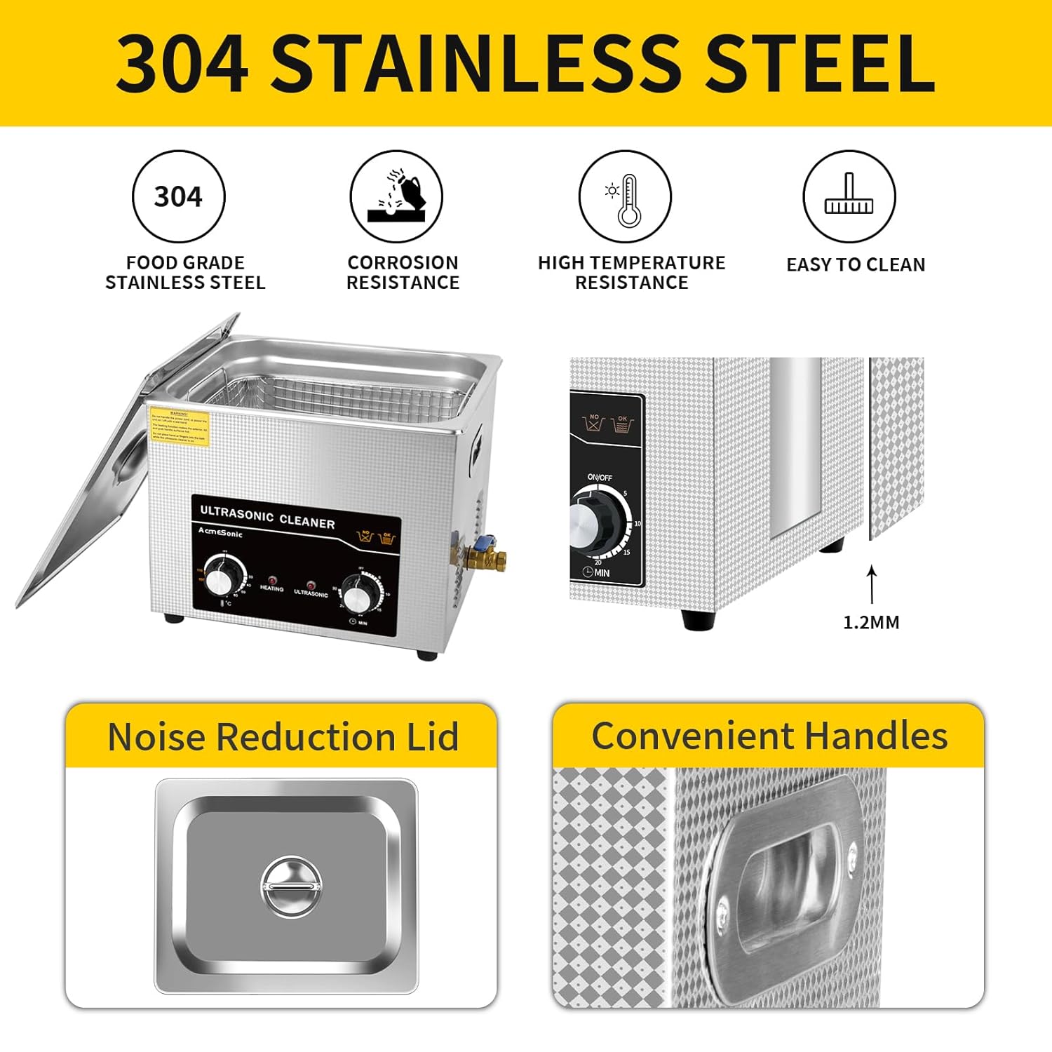 Ultrasonic Cleaner 15L Ultrasonic Cleaners with Heater 360w 40kHz High-Frequency Deep Cleaning Machine for Cleaning, Jewelry, Coins