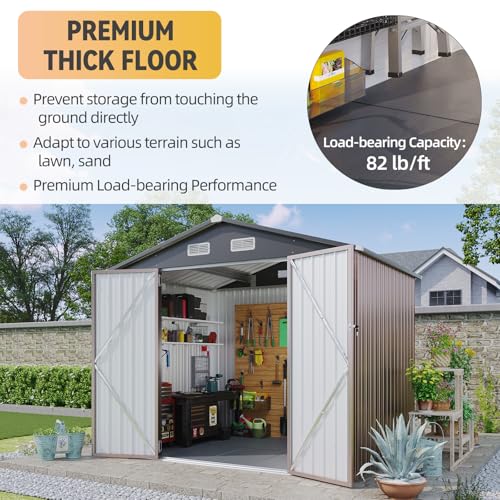 Aoxun 6.2x4 FT Shed Outdoor Storage Shed Metal Garden Shed with Lockable Doors & Slooping Roof Tool Shed Bike Shed for Backyard, Patio