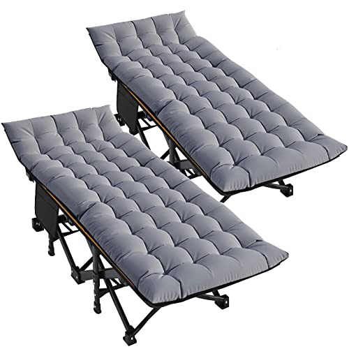 DoCred Folding Camping Cot with Mattress, 2 Pack Heavy Duty Folding Cot for Adults, Portable Sleeping Cot Bed Adults Outdoor Bed with Carry Bag