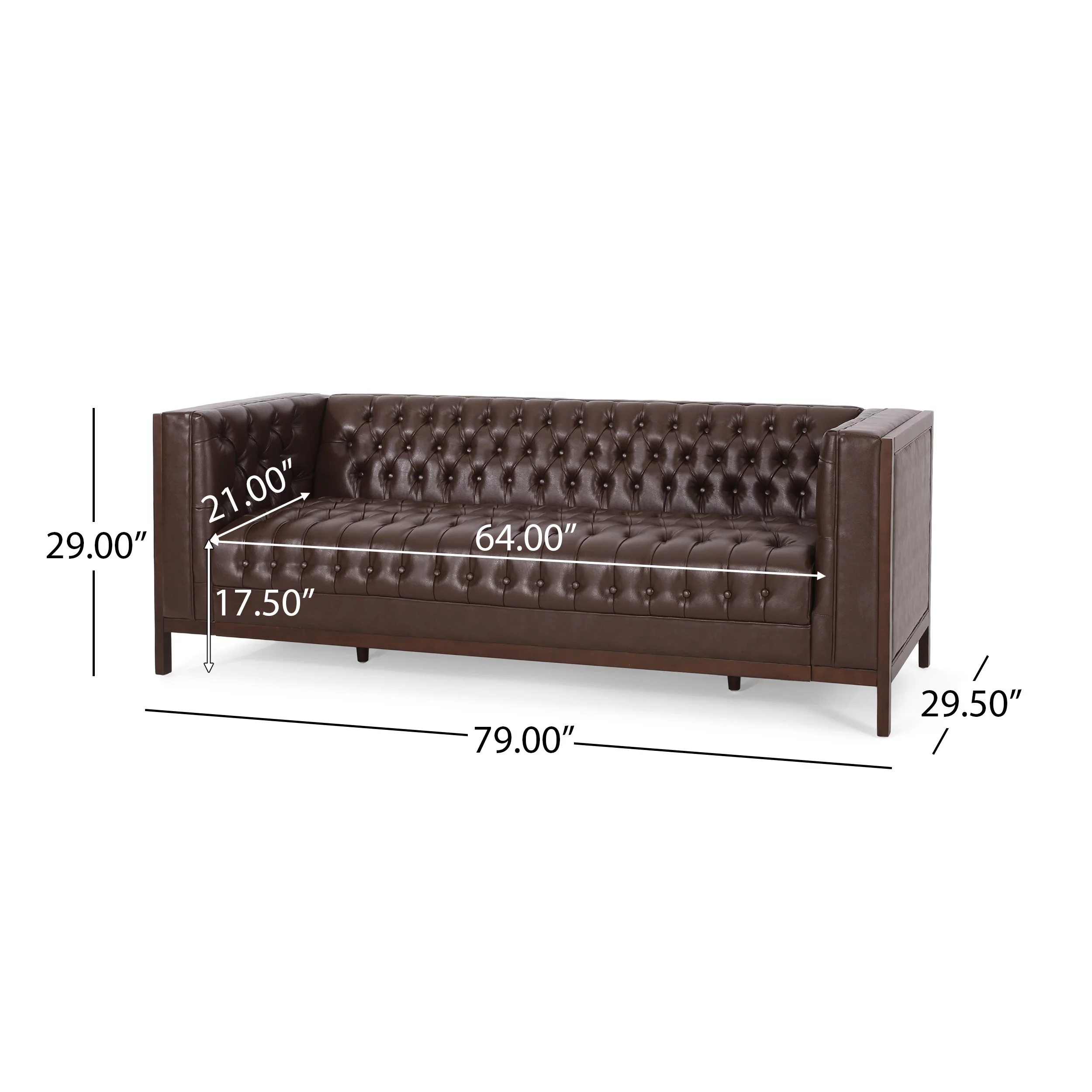 Noble House Tamarisk Sofa, Dark Brown and Espresso Faux Leather