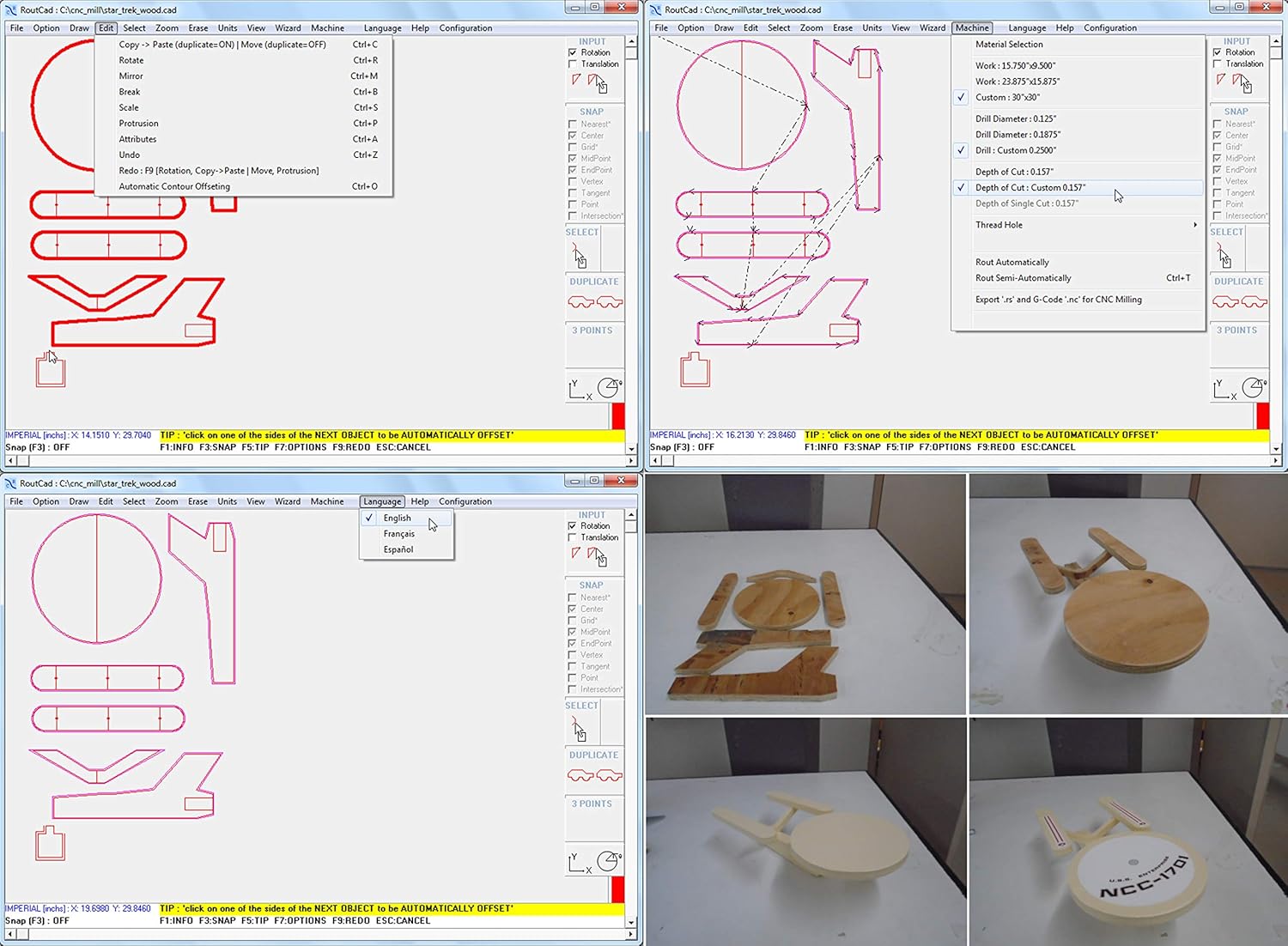 CAD-CAM CNC Mill Software for Mach 3-4, Linux CNC, EMC2, Fanuc, CNC 3040. Design your part and generate the g-code with a single easy to use software
