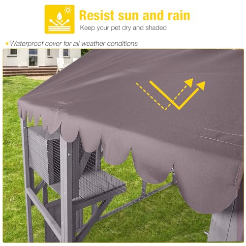 Aivituvin Cat House Outdoor Catio Kitty Enclosure with Super Large Enter Door,Wooden Cat Cage Condo Indoor Playpen with Platforms,Small House,70 Inch