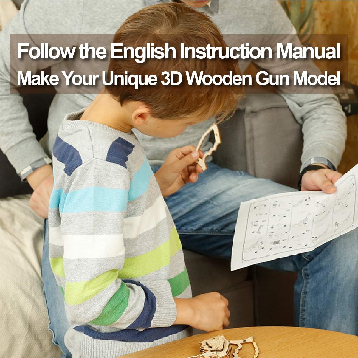 ROKR 3D Wooden Puzzle DIY Building Toys Mechanical Model - Multi-Player Game with Wood Targets &Rubber Bands, Gifts for Boys/Girls/Adults
