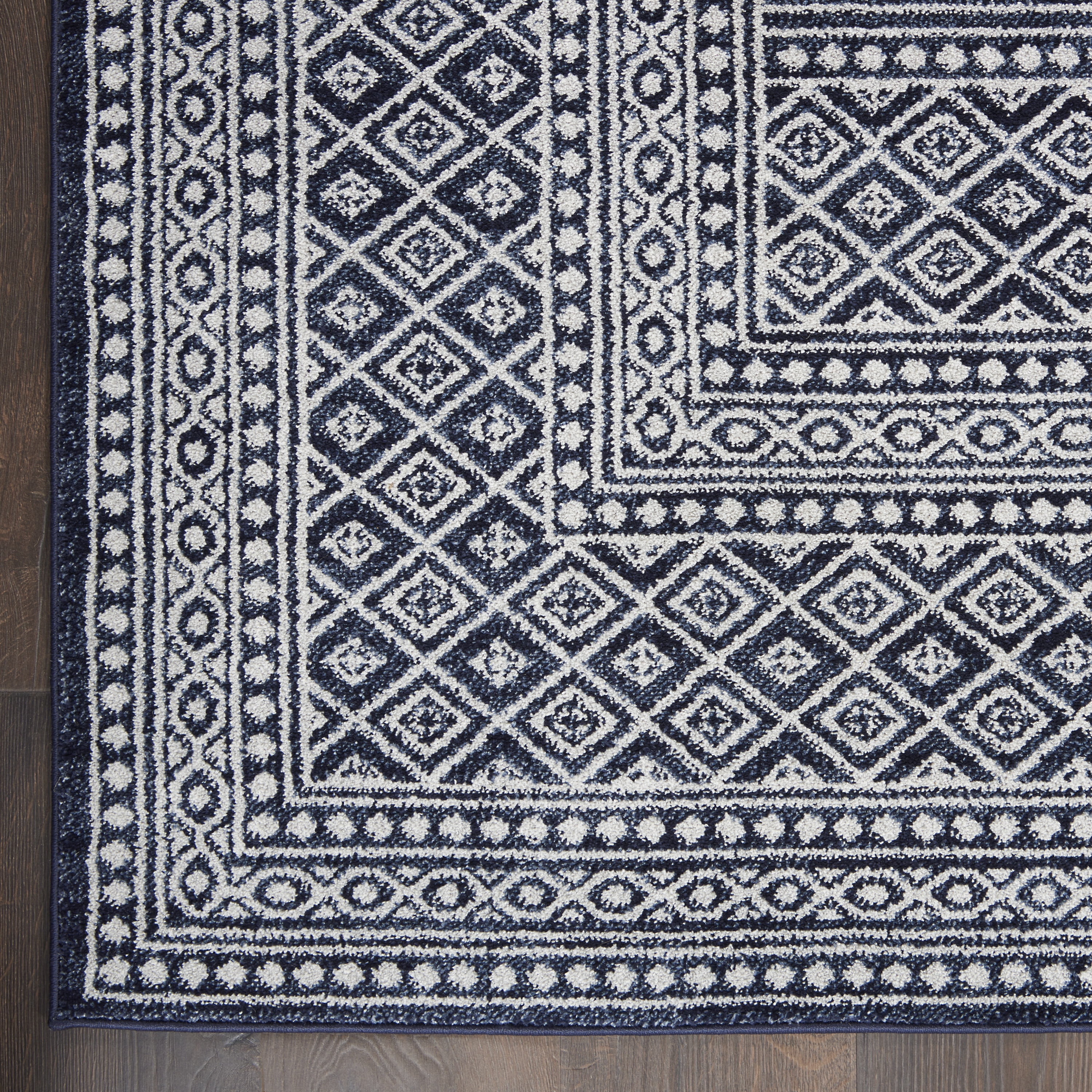 Nourison Royal Moroccan Bohemian Navy/Grey 8'6" x 12' Area Rug, (9x12)