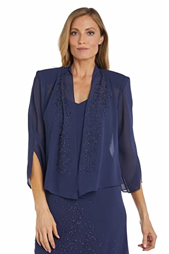 R&M Richards Womens Chiffon Beaded Dress with Jacket