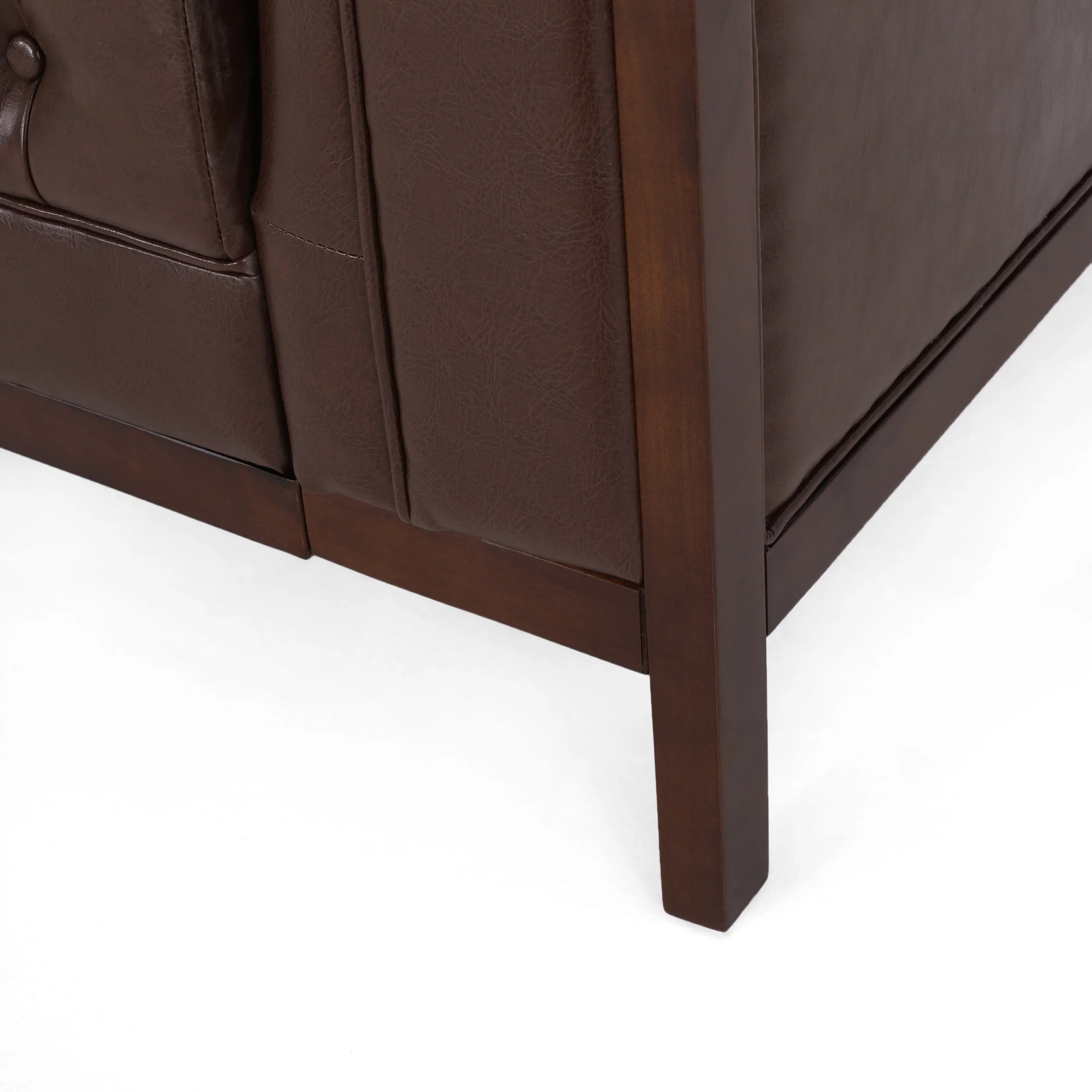 Noble House Tamarisk Sofa, Dark Brown and Espresso Faux Leather