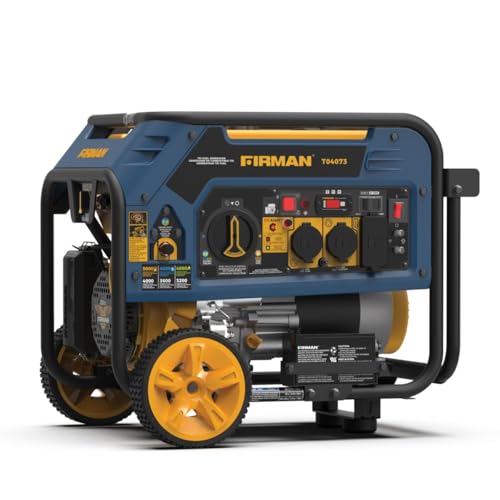 FIRMAN T04073 Tri Fuel Portable Generator, 4000W Electric Start, 120/240V, CO Alert, Quiet 67dB, 223cc Engine, 5-Gallon Tank, 14 Hrs Runtime