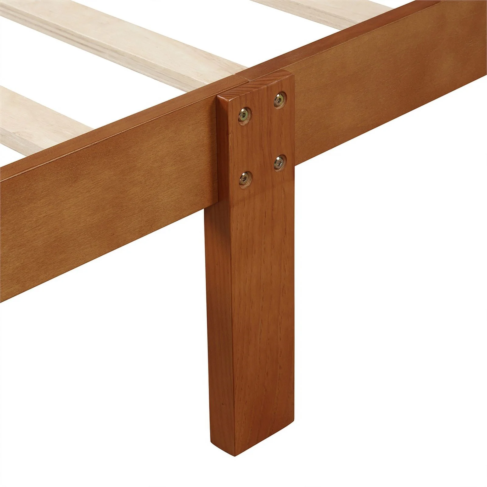 CRO Decor Wood Platform Bed Twin Bed Frame Mattress Foundation Sleigh Bed-Oak