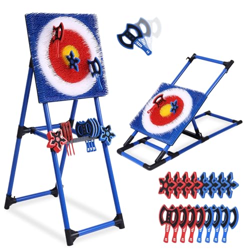 Axe Throwing Game for Backyard - 8 Throwing Axes Set - Deluxe Foldable Plastic Axe Throwing Target Game for Adults Kids, Outdoor Games Carnival Games