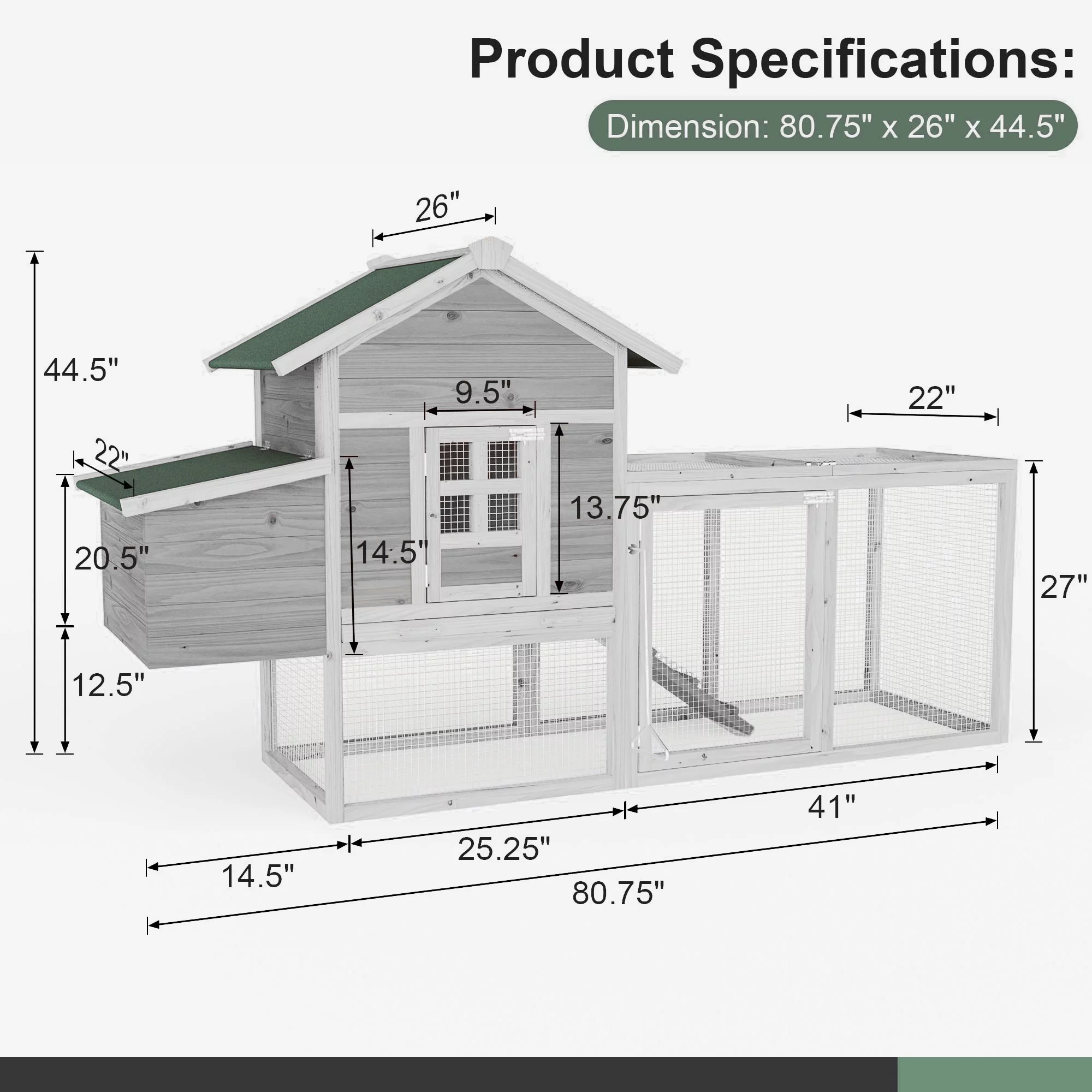 Grezone Chicken Coop Rabbit Hutch Hen Cage Large Wooden