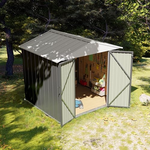 Flamaker Storage Shed Waterproof Metal Garden Shed with Lockable Door Utility Tool Shed Outdoor Storage for Backyard, Patio and Lawn (5 x 3 FT)