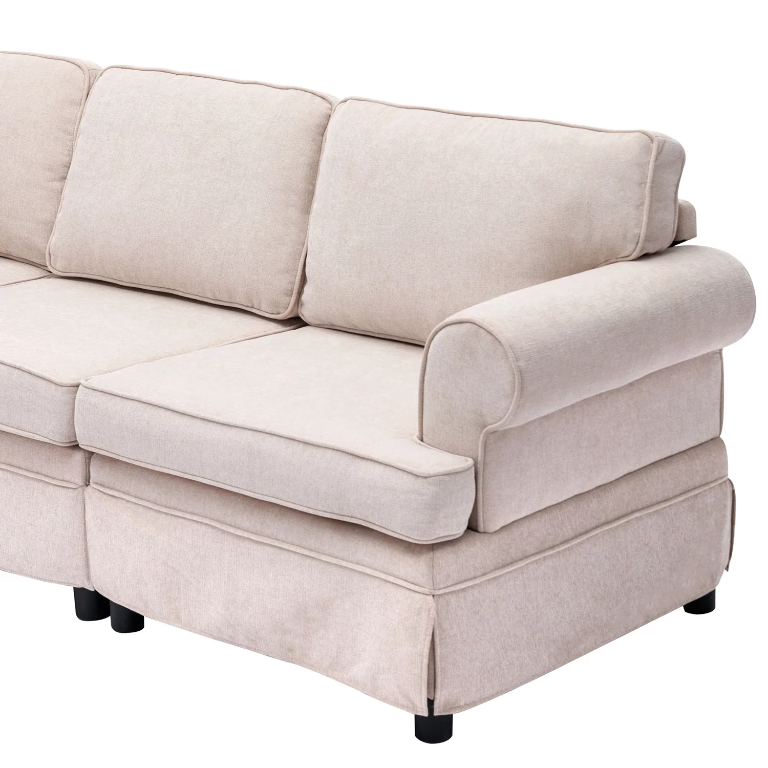 Churanty 108.6" U Shape Modular Convertible Sofa Modern Large Sectional Sofa Linen Oversized Sectional Couches with Removable Ottoman for Living Room