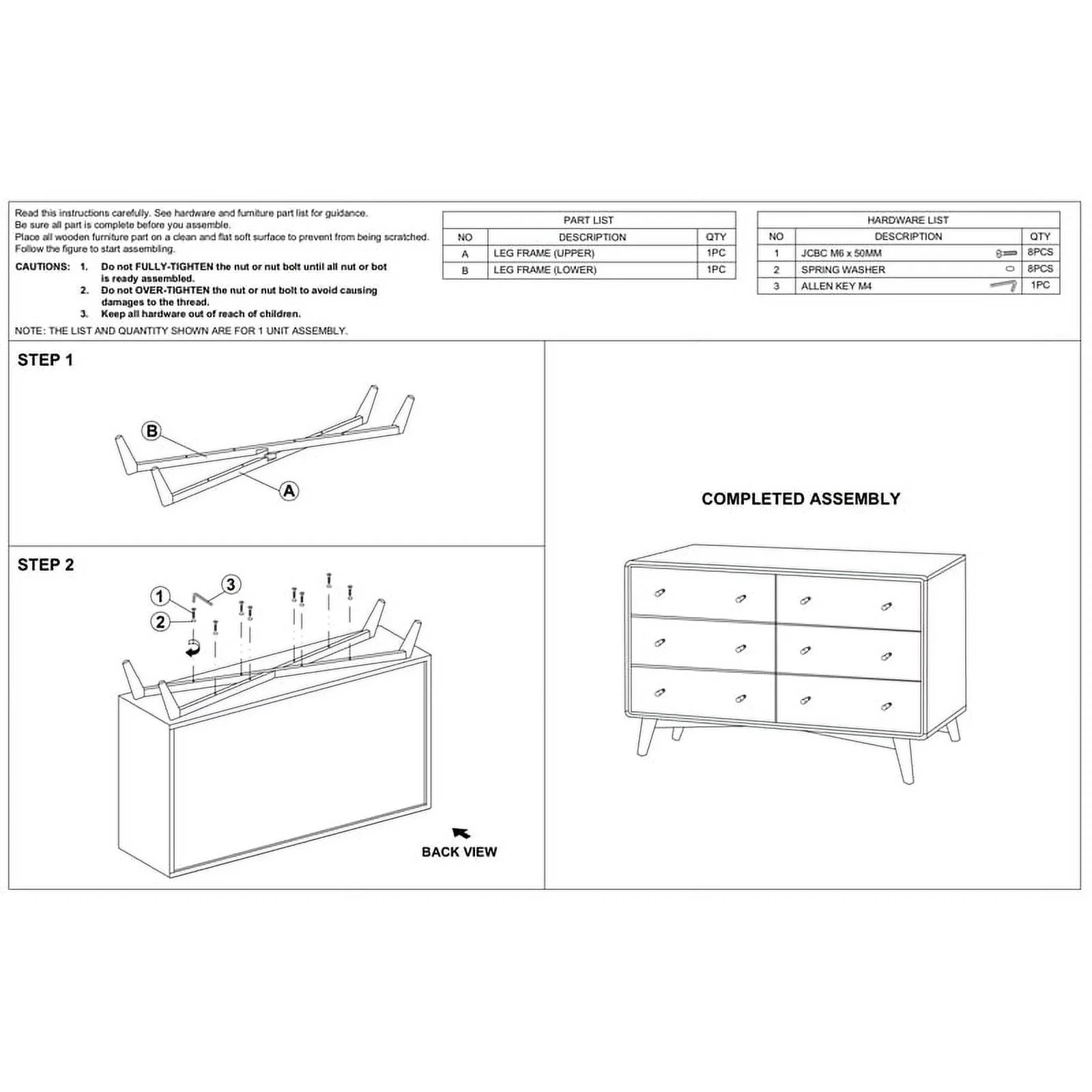 Home Square 3 Piece Set with 5 Drawer Dresser 6 Drawer Dresser and Nightstand
